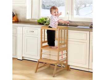COSYLAND Bamboo Kinder Leertoren - Natuurlijk, 34% Korting
