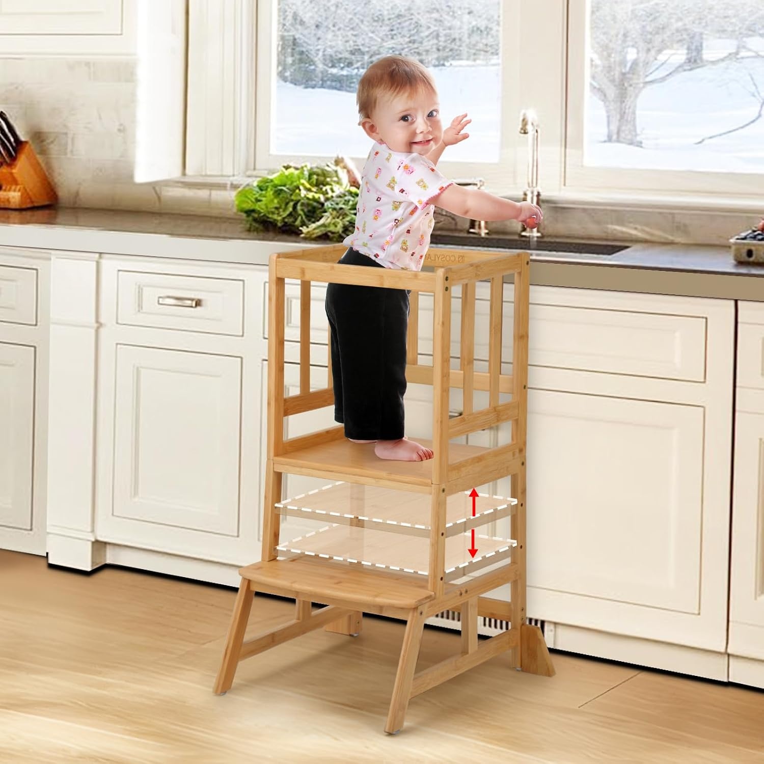 COSYLAND Bamboo Kinder Leertoren - Natuurlijk, 34% Korting