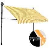 Handmatige Uitschuifbare Luifel met LED - 250 cm Wit/Oranje - 34% Korting!