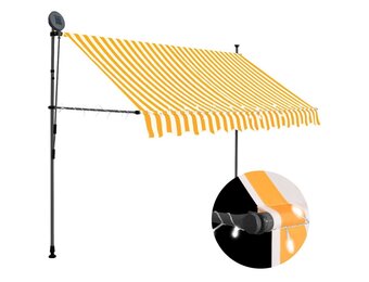 Handmatige Uitschuifbare Luifel met LED - 250 cm Wit/Oranje - 34% Korting!