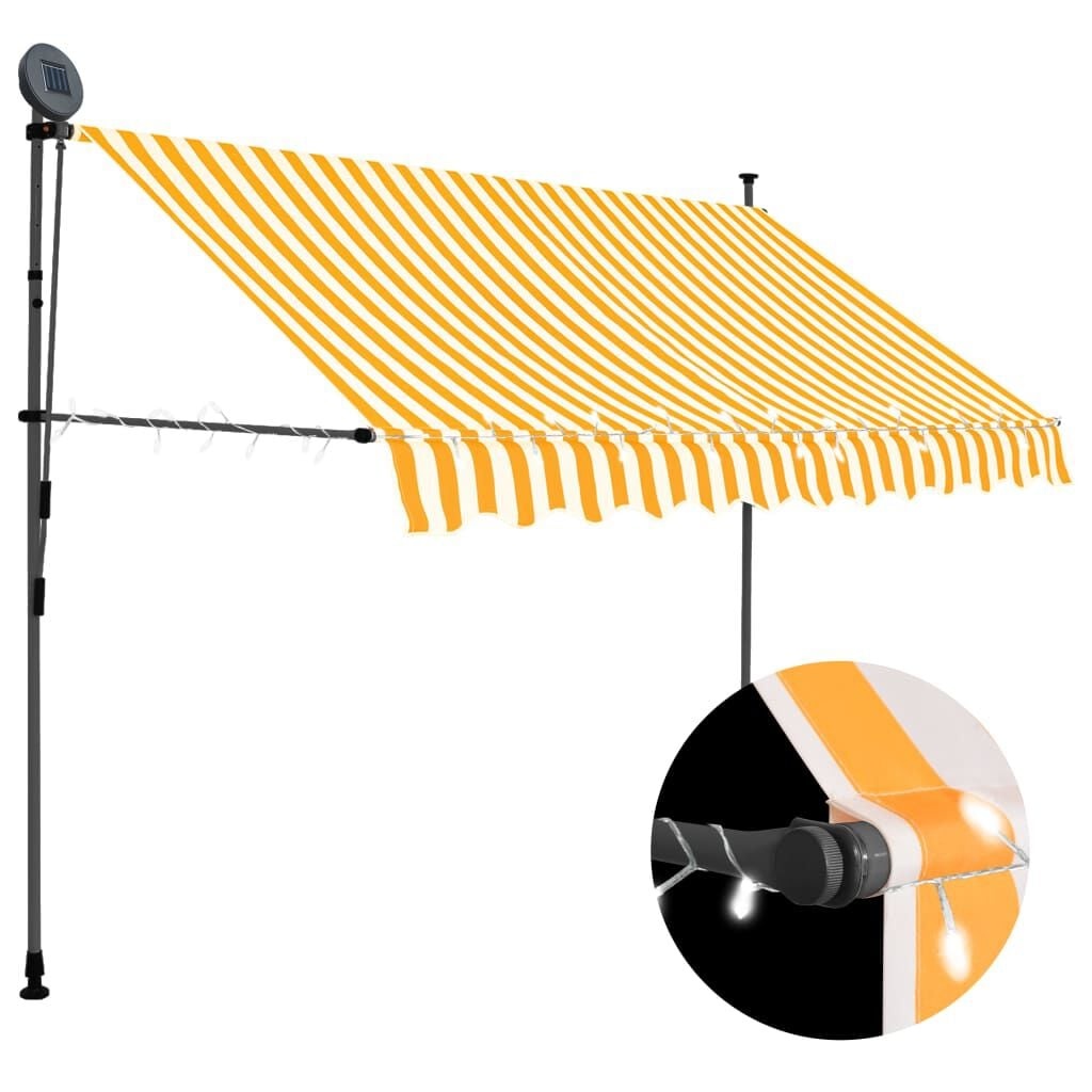 Handmatige Uitschuifbare Luifel met LED - 250 cm Wit/Oranje - 34% Korting!