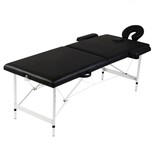 Inklapbare Massagetafel 2 Zones Aluminium Frame Zwart - 35% Korting