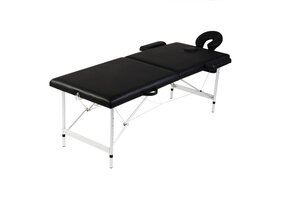 Inklapbare Massagetafel met 2 Zones, Aluminium Frame, Zwart - 47% Korting