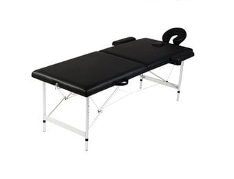 Inklapbare Massagetafel 2 Zones Aluminium Frame Zwart - 35% Korting