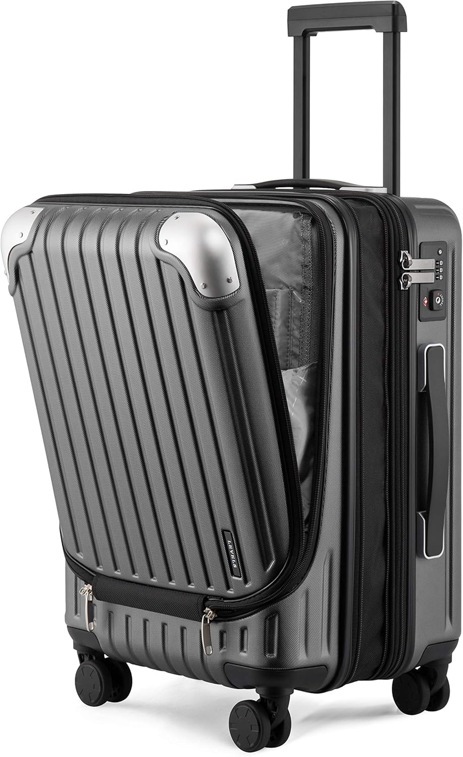 LEVEL8 Handbagage Koffer 20 inch met Laptopvak - Uitbreidbaar - Grijs