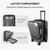 LEVEL8 Handbagage Koffer 20 inch met Laptopvak - Uitbreidbaar - Grijs