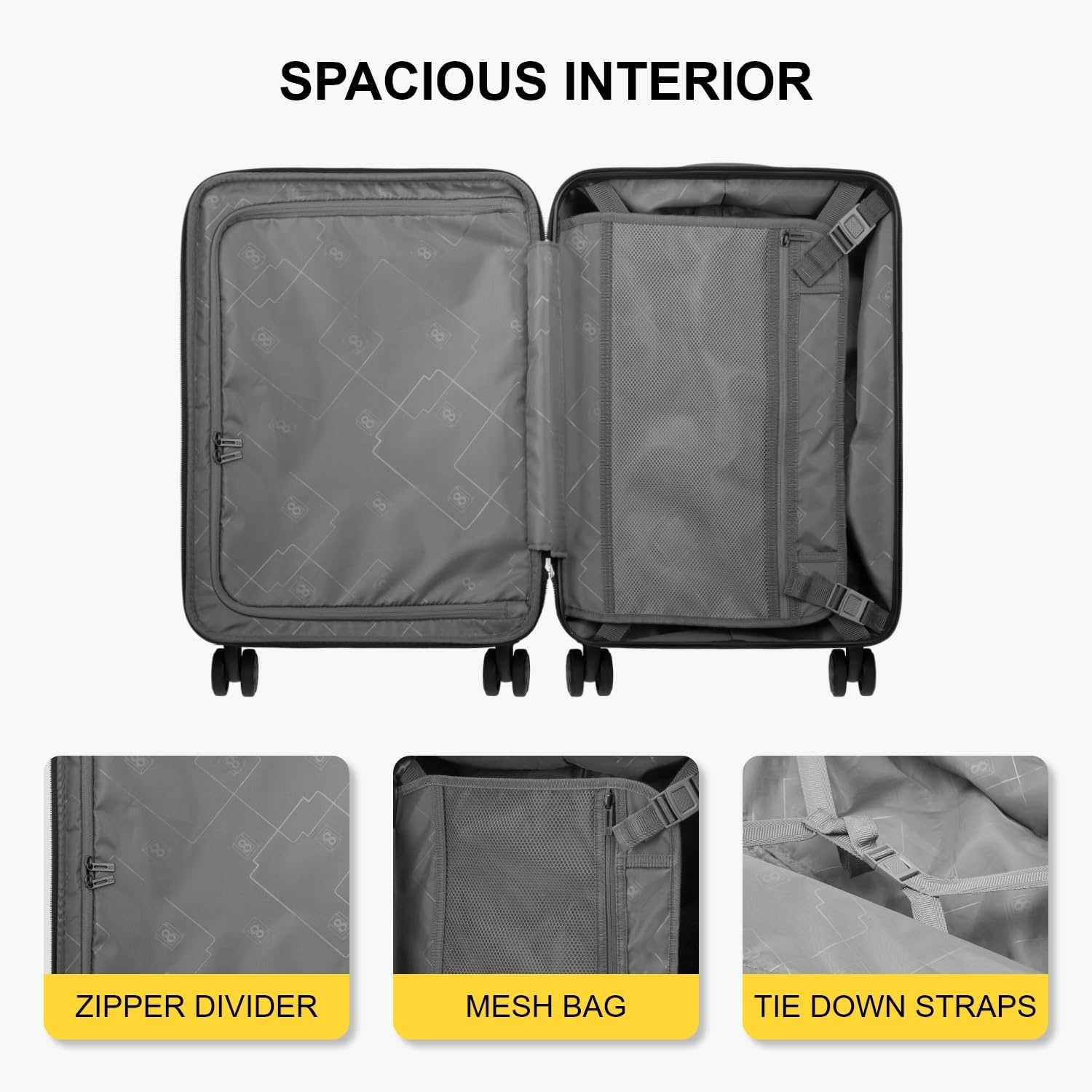 LEVEL8 Handbagage Koffer 20 inch met Laptopvak - Uitbreidbaar - Grijs