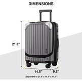 LEVEL8 Handbagage Koffer 20 inch met Laptopvak - Uitbreidbaar - Grijs