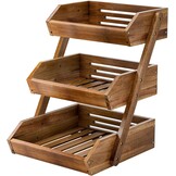 Acacia Wood Fruit Basket, 3 Tier Fruit Stand Bowl Holder Bread Vegetable Storage Rack for Kitchen Countertop