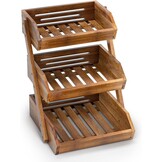 Acacia Wood Fruit Basket, 3 Tier Fruit Stand Bowl Holder Bread Vegetable Storage Rack for Kitchen Countertop