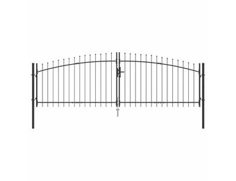 vidaXL Tuinpoort met slot Grijs 100 x 400 cm Staal