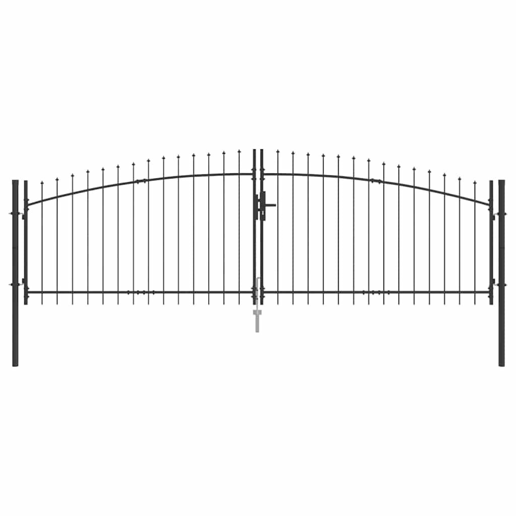 vidaXL Tuinpoort met slot Grijs 100 x 400 cm Staal