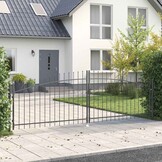 vidaXL Tuinpoort met slot Grijs 100 x 400 cm Staal