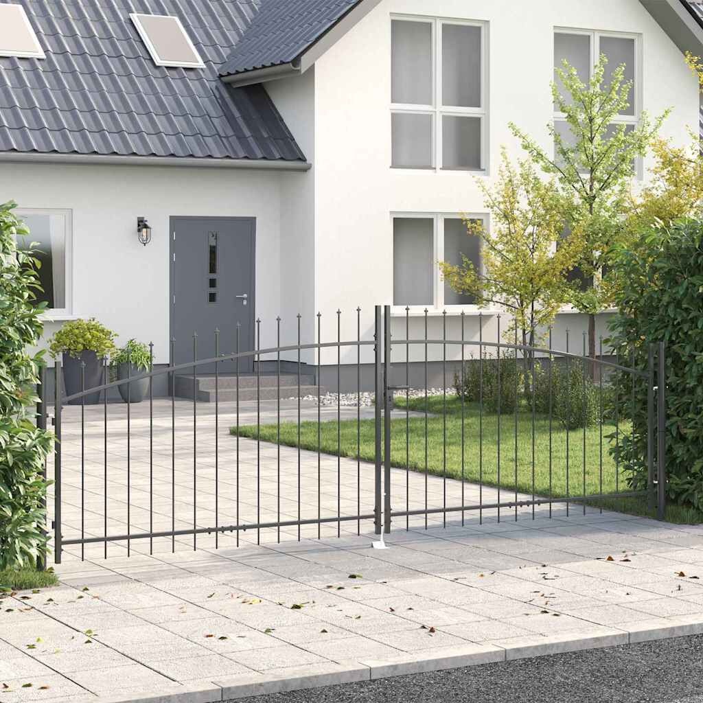 vidaXL Tuinpoort met slot Grijs 100 x 400 cm Staal