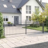 vidaXL Tuinpoort met slot Grijs 100 x 400 cm Staal