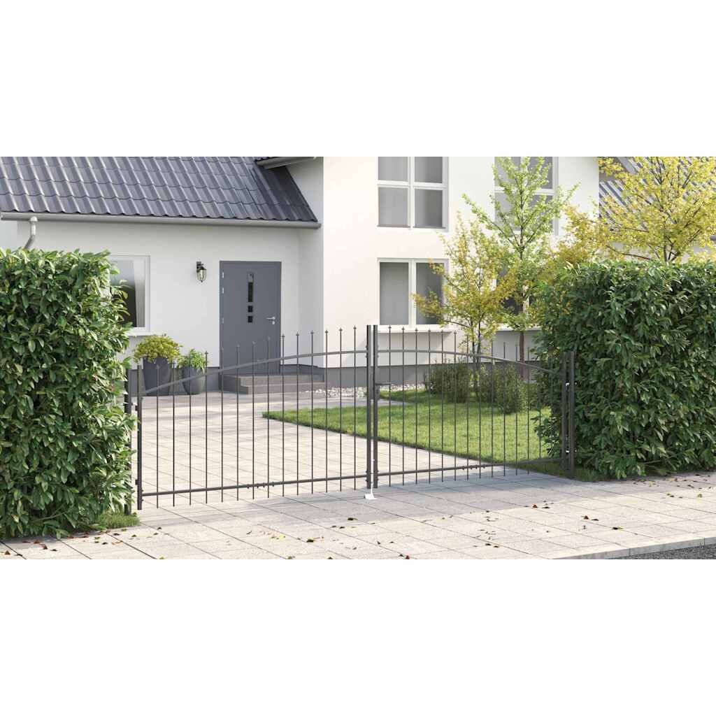vidaXL Tuinpoort met slot Grijs 100 x 400 cm Staal