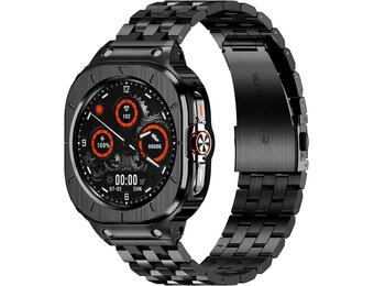 HASLFM RVS Horlogeband met Case voor Samsung Galaxy Watch Ultra 47 mm - Zwart
