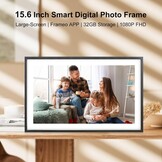 QCREA 15,6 Inch Digitale Fotolijst - 32GB - Full HD Touchscreen - Zwart en Wit