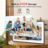 QCREA 15,6 Inch Digitale Fotolijst - 32GB - Full HD Touchscreen - Zwart en Wit