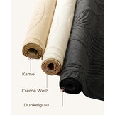 Machinewasbaar tapijt, 152 x 213 cm, bladpatroon, zachte korte pool, hoge dieptestructuur, antislip en slijtvast, ideaal voor woonkamer, slaapkamer, kantoor, crèmewit