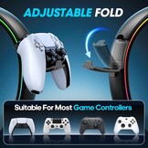 KDD RGB hoofdtelefoon & controller standaard met 9 lichtmodi - opvouwbare controller hanger voor bureau - oortelefoon standaard met kabel organizer - voor gamers desktop accessoires