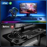 KDD RGB hoofdtelefoon & controller standaard met 9 lichtmodi - opvouwbare controller hanger voor bureau - oortelefoon standaard met kabel organizer - voor gamers desktop accessoires