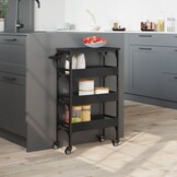 vidaXL Keukentrolley 53x20x76 cm bewerkt hout zwart