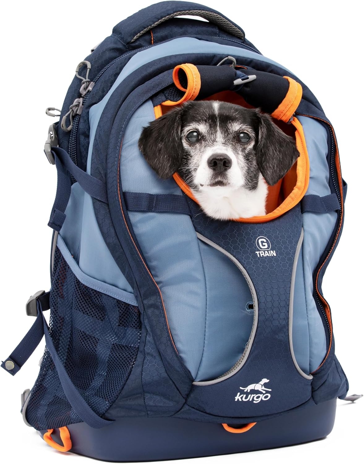 Kurgo G-Train Dog Carrier Backpack - Comfortable Travel Bag for Pets Up to 11 kg - Waterproof Bottom - Multi-Compartment Pack - Dog Hiking Gear - Rugged Adventure Backpack - Navy Blue