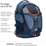 Kurgo G-Train Dog Carrier Backpack - Comfortable Travel Bag for Pets Up to 11 kg - Waterproof Bottom - Multi-Compartment Pack - Dog Hiking Gear - Rugged Adventure Backpack - Navy Blue