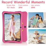 DigiLand Kindertablet 10,1 inch Android kindertablet met wifi met beschermhoes, ouderlijk toezicht, educatieve tablets, kinderen, jongens en meisjes, roze (RAM 6 GB + ROM 32 GB)