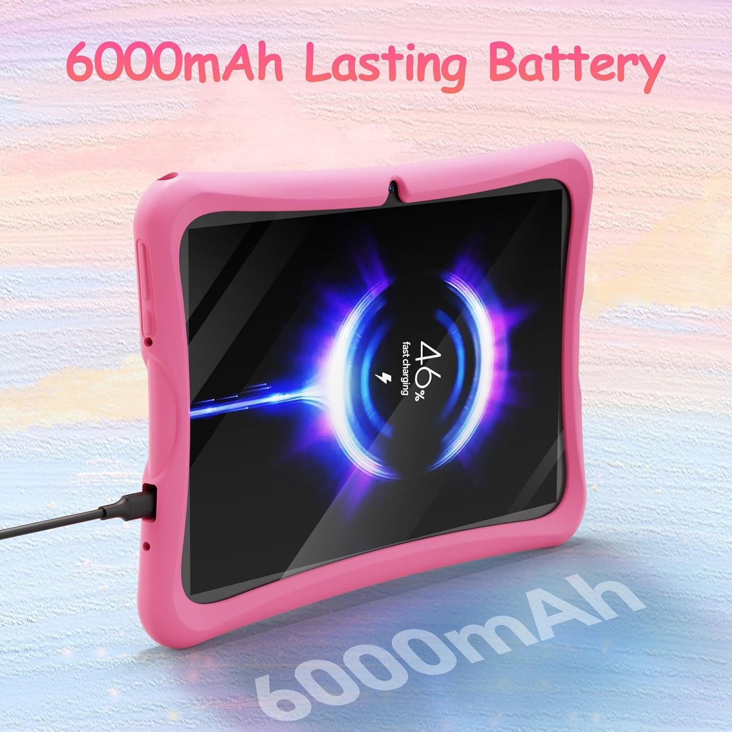 DigiLand Kindertablet 10,1 inch Android kindertablet met wifi met beschermhoes, ouderlijk toezicht, educatieve tablets, kinderen, jongens en meisjes, roze (RAM 6 GB + ROM 32 GB)