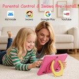 DigiLand Kindertablet 10,1 inch Android kindertablet met wifi met beschermhoes, ouderlijk toezicht, educatieve tablets, kinderen, jongens en meisjes, roze (RAM 6 GB + ROM 32 GB)