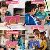 DigiLand Kindertablet 10,1 inch Android kindertablet met wifi met beschermhoes, ouderlijk toezicht, educatieve tablets, kinderen, jongens en meisjes, roze (RAM 6 GB + ROM 32 GB)