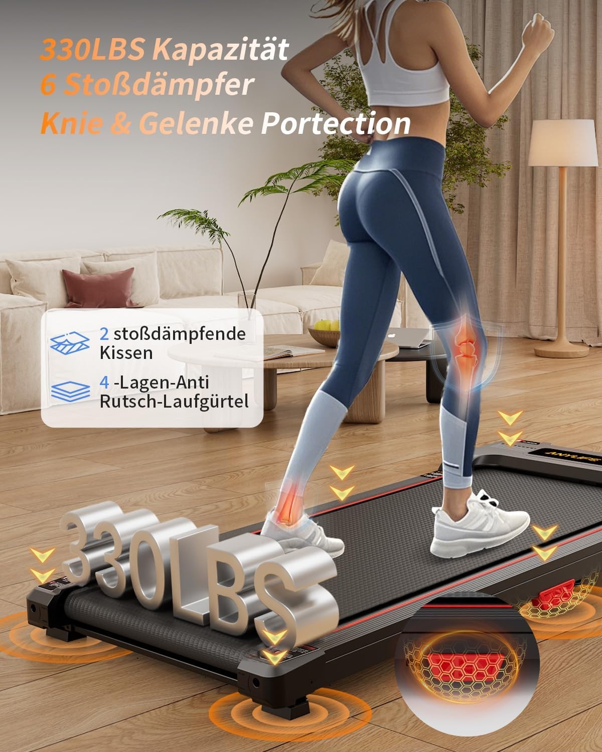 Anylife loopband, bureau Walking Pad, loopmat met helling, compacte Treadmill, loopmachine, stille loopmat, LED display, loopband voor thuis 150kg