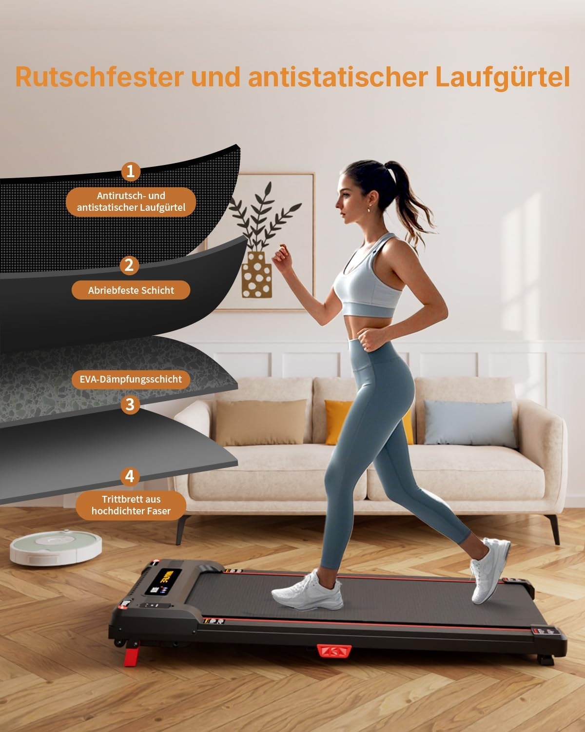 Anylife loopband, bureau Walking Pad, loopmat met helling, compacte Treadmill, loopmachine, stille loopmat, LED display, loopband voor thuis 150kg