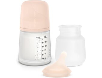 Suavinex, Zero Zero anti-koliek flessenset voor borstvoeding. 180 ml fles met aanpasbare doorstromingsspeen + aanpasbare vervanging voor speen met debiet + reservezak tegen koliek, voor baby's + 0