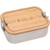 LÄSSIG 1210059964 Children's BRed Drum Stainless Steel and Bamboo Lunch Box Breakfast Box Durable Kindergarten School, Snail, Bees, Hedgehogs,1 Piece(1 Pack),Silver