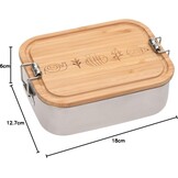 LÄSSIG 1210059964 Children's BRed Drum Stainless Steel and Bamboo Lunch Box Breakfast Box Durable Kindergarten School, Snail, Bees, Hedgehogs,1 Piece(1 Pack),Silver