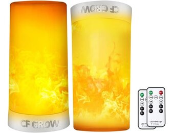 CFGROW Flameless Candle Light, 2 Pack LED Flame Effect Light with Remote & Timer, USB Rechargeable, Waterproof, 4 Modes, Yellow