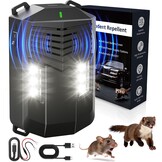 Ultrasone marterverschrikker voor in de auto, met flitslicht, muizen, marterverschrikker, zolder, muizenverjager, werkt op batterijen, met 12 V autoaccukabel en USB, effectief, muizenverjager voor