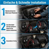 Ultrasone marterverschrikker voor in de auto, met flitslicht, muizen, marterverschrikker, zolder, muizenverjager, werkt op batterijen, met 12 V autoaccukabel en USB, effectief, muizenverjager voor