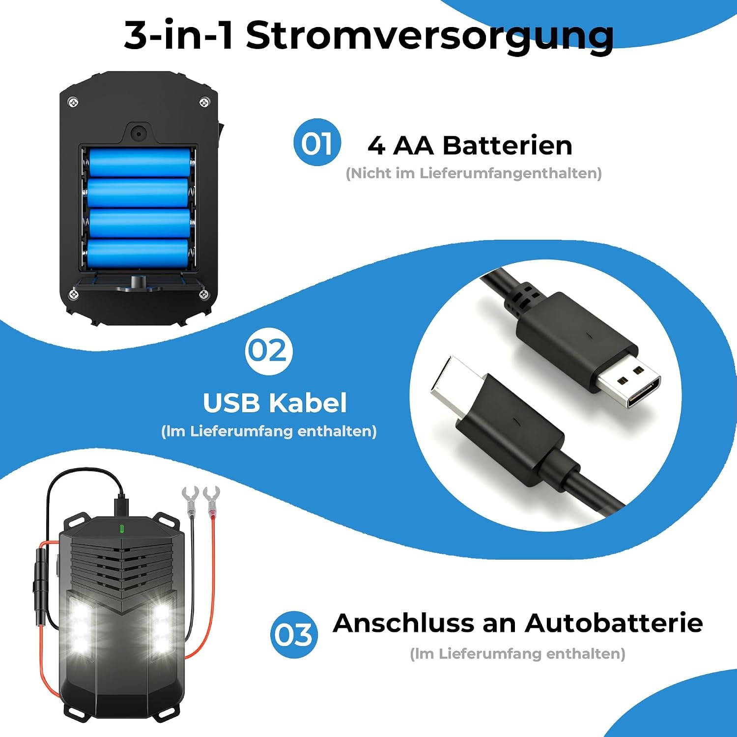 Ultrasone marterverschrikker voor in de auto, met flitslicht, muizen, marterverschrikker, zolder, muizenverjager, werkt op batterijen, met 12 V autoaccukabel en USB, effectief, muizenverjager voor