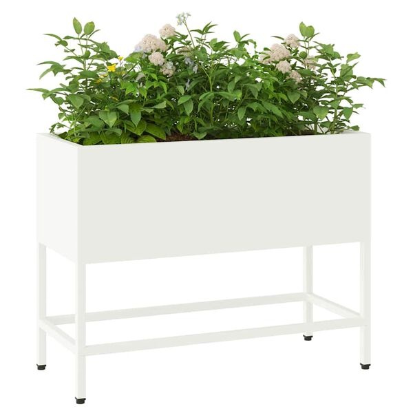 vidaXL Verhoogde Tuin Plantbak Wit 60 x 26 x 45 cm Staal