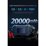 Portable Car Starthulp Powerbank 3000A met Luchtcompressor 12V Batterij Jumper Noodpakket voor 8.0L Benzine & Diesel Motoren Power Booster Start Boost Lader Box en Power Bank, Hoge Efficiëntie