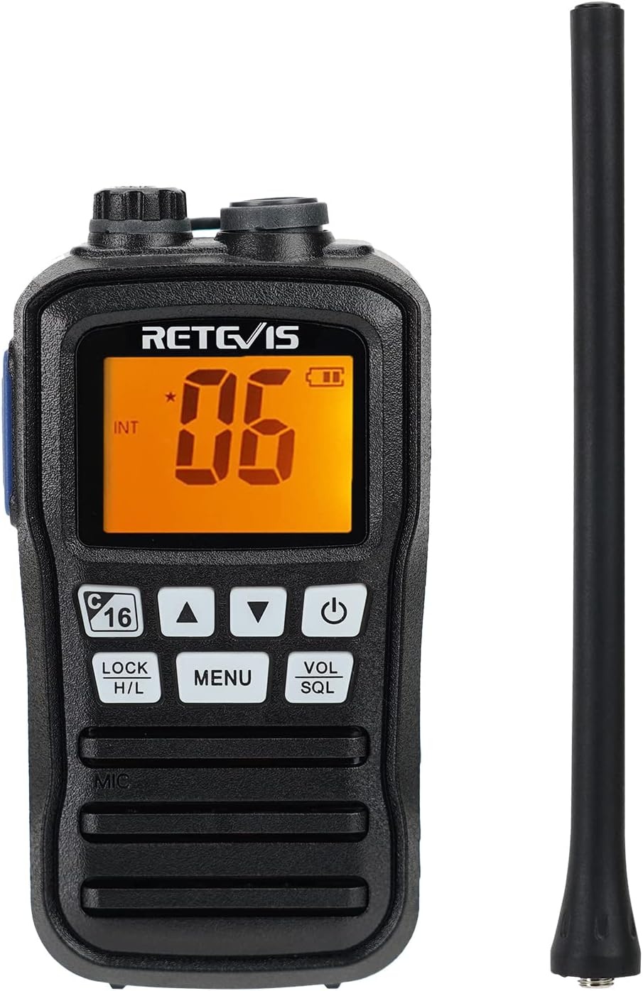 Retevis RM01 Marine Walkie Talkie IP67 Waterproof Handheld Radio Vibration Floating 88 Channels Handheld Radio for Kayaking Fishing Boating (Black, 1 Pack)