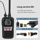 Retevis RM01 Marine Walkie Talkie IP67 Waterproof Handheld Radio Vibration Floating 88 Channels Handheld Radio for Kayaking Fishing Boating (Black, 1 Pack)