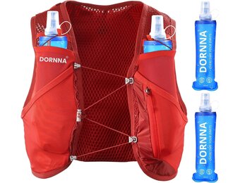 Light Edition V1 Drinkvest Trail Running + 2 Soft Flask 500 ml, hardlooprugzak voor dames en heren, achterzak voor blaren tot 2 liter