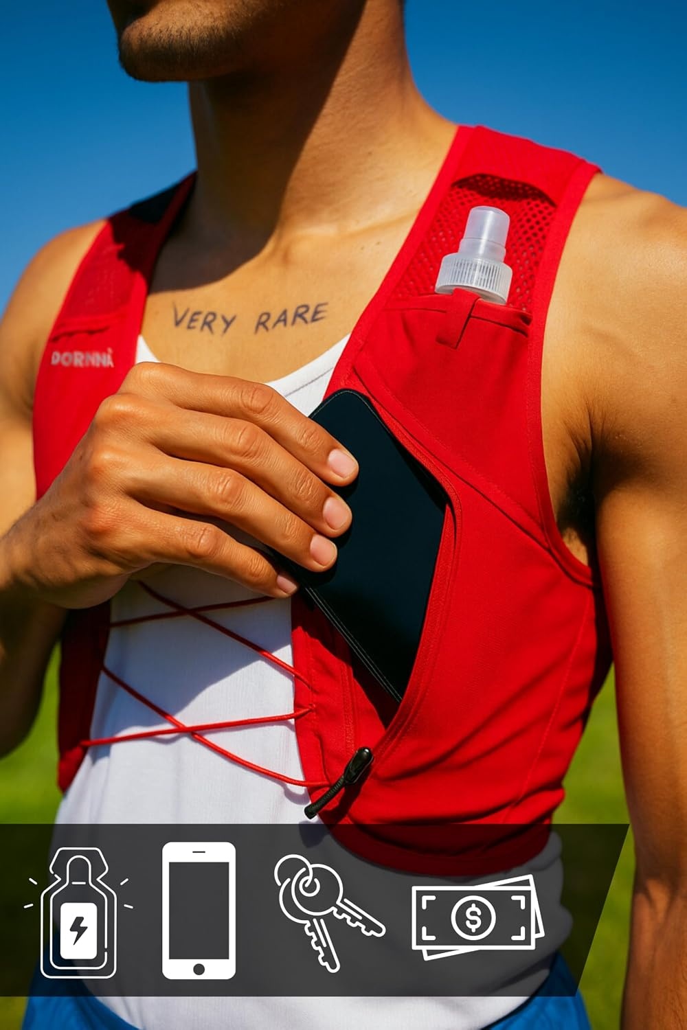 Light Edition V1 Drinkvest Trail Running + 2 Soft Flask 500 ml, hardlooprugzak voor dames en heren, achterzak voor blaren tot 2 liter