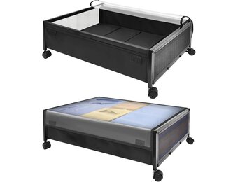 SPECILITE Opbergbakken voor Onder Het Bed Op Wieltjes, 2 Stuks Rollende Metalen Bakken met Deksels, Opbergzakken voor Kleding, Schoenen, Speelgoed en Dekens - Maat 2 Pack