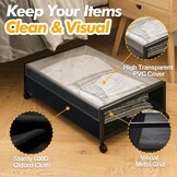 SPECILITE Opbergbakken voor Onder Het Bed Op Wieltjes, 2 Stuks Rollende Metalen Bakken met Deksels, Opbergzakken voor Kleding, Schoenen, Speelgoed en Dekens - Maat 2 Pack